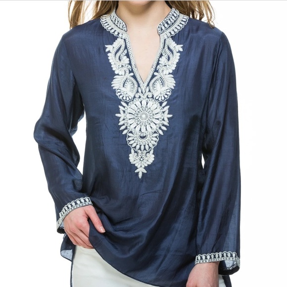 yaytra Tops - Yaytra Annie Tunic Black 8. NWOT. Never worn 100% cotton silk hand beaded tunic